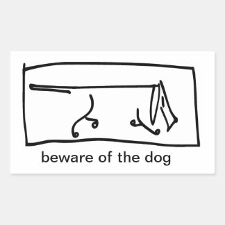 beware of the dog rectangular sticker