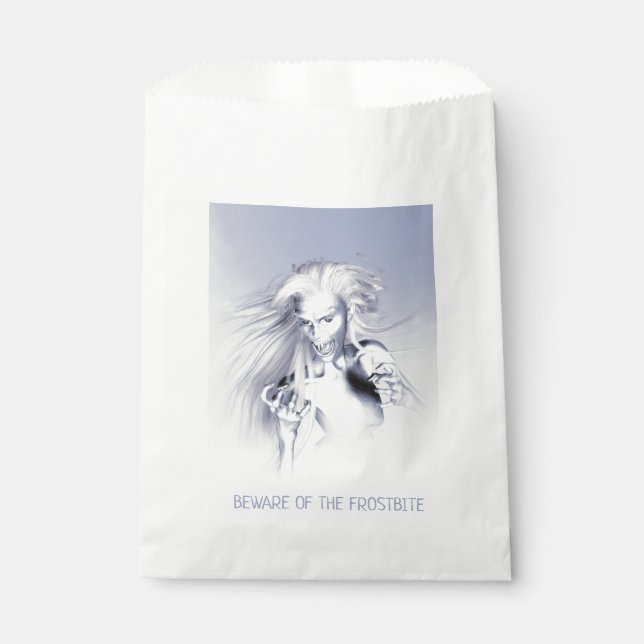 Beware of the Frostbite. Ice vampire Favor Bag (Front)