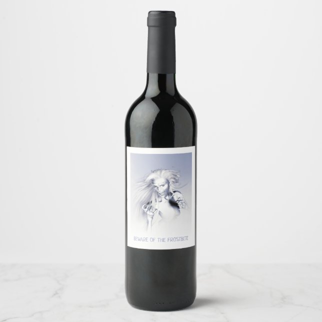 Beware of the Frostbite. Ice vampire Wine Label (Front)