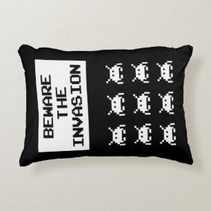 Beware of the invasion, geek design accent pillow