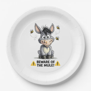 Beware Of The Mule Funny Donkey Warning Design Paper Plates
