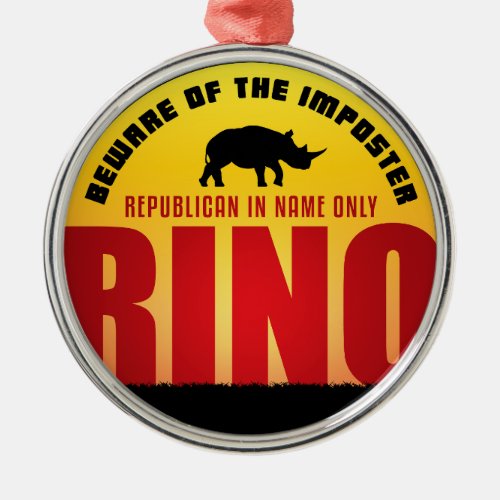 Beware of the RINO Metal Ornament
