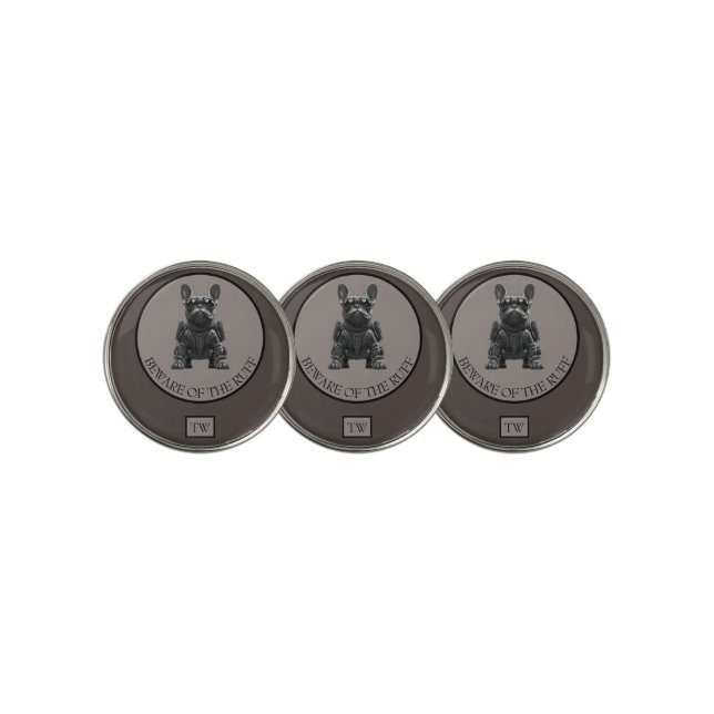 Beware of the Ruff Custom Initials Dog  Golf Ball Marker (3 Up)