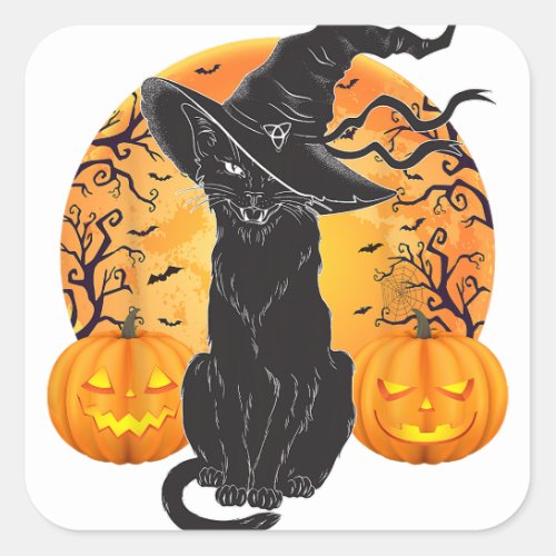 Beware of the Witchy Kitty Item for Halloween Tric Square Sticker