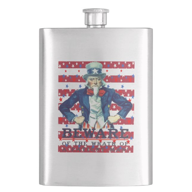 Beware of The Wrath of the Patient Man Flask (Front)