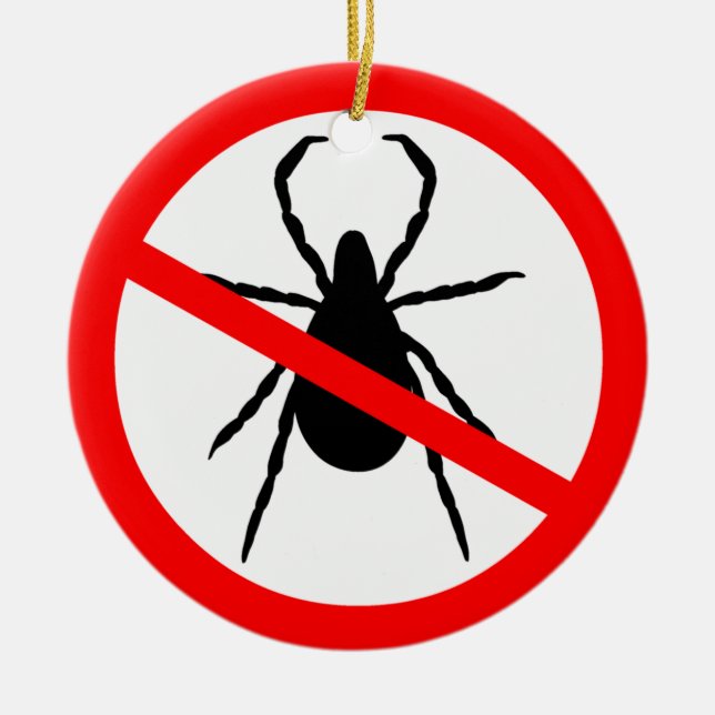 Beware of Ticks Ceramic Ornament (Front)