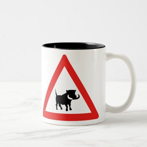 Beware of Warthogs Traffic Sign South Africa Two_Tone Coffee Mug