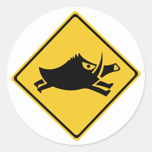 Beware of Wild Boars Traffic Sign Japan Classic Round Sticker