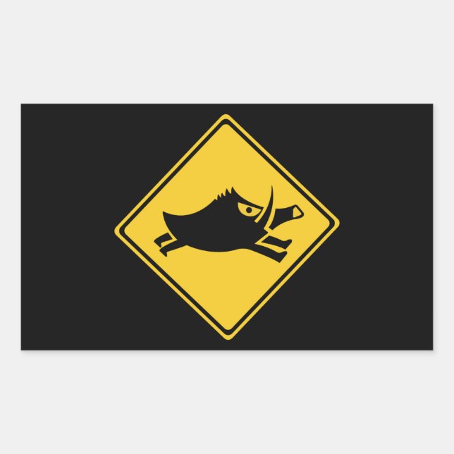 Beware of Wild Boars, Traffic Sign, Japan Rectangular Sticker (Front)