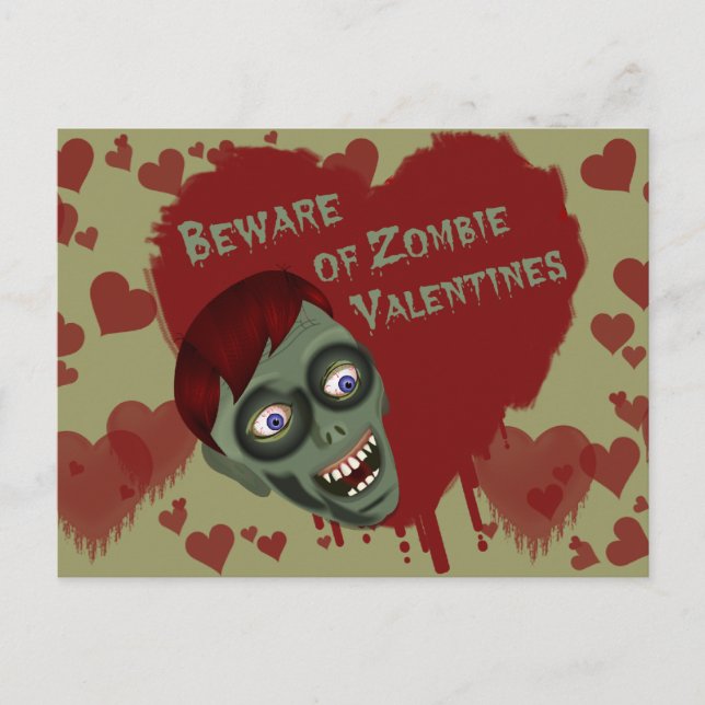 Beware of Zombie Valentines Postcard (Front)
