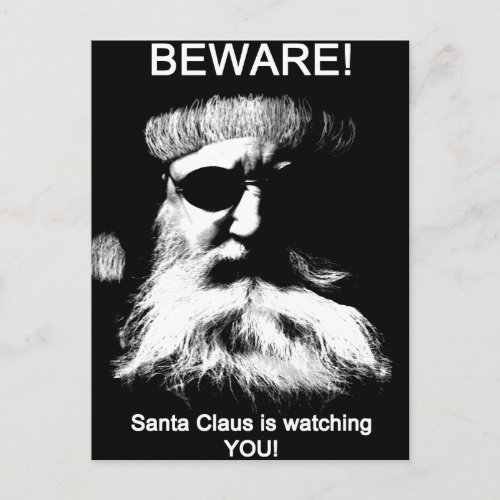 BewareâSanta is watching you Holiday Postcard