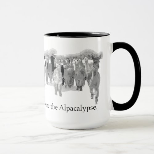 Beware the Alpacalypse _ Funny Nerd Corny Humor Mug
