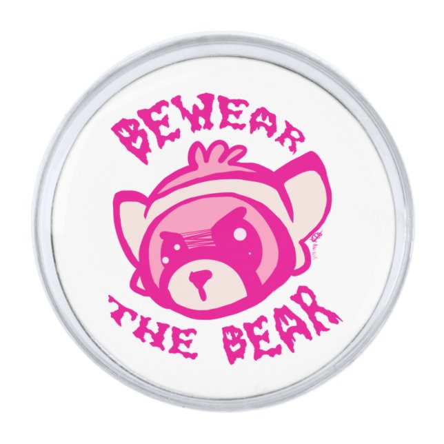 BEWARE THE BEAR Pullover Silver Finish Lapel Pin (Front)