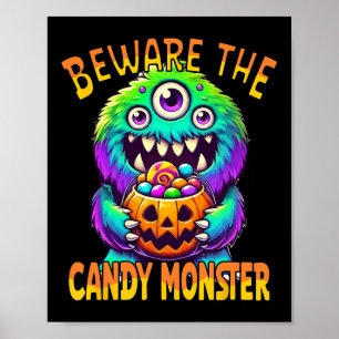 Beware The Candy Monster' Cute Halloween Monster Poster