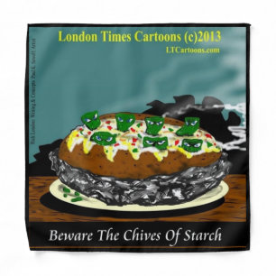 Beware the Chives of Starch – Funny Foodie Cartoon Bandana