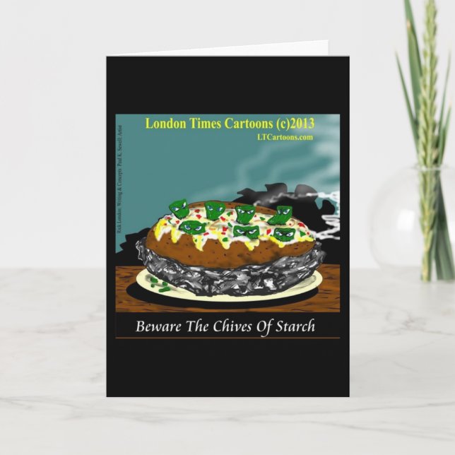Beware the Chives of Starch – Funny Foodie Cartoon Card (Front)