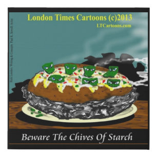 Beware the Chives of Starch – Funny Foodie Cartoon Faux Canvas Print