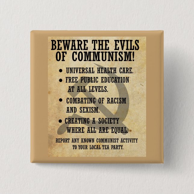 Beware the Evils of Communism! Button (Front)