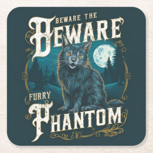 Beware the Furry Ghost A Halloween Tale Square Paper Coaster