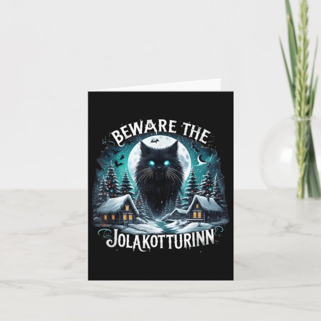 Beware The Jolakotturinn Yule Cat Icelandic Christ Card (Front)