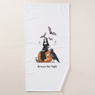 Beware the Night Spooky Nun Bath Towel