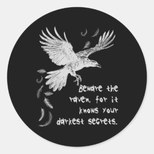 Beware The Raven Halloween Costume Trick Or Treat Classic Round Sticker