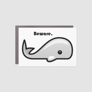 Beware the White Whale Cartoon Car Magnet