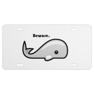 Beware the White Whale Cartoon License Plate