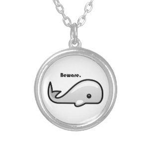Beware the White Whale Cartoon Silver Plated Necklace
