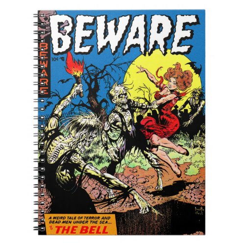 Beware Vintage Horror Comics Graveyard Zombie Notebook