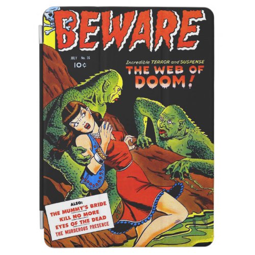 Beware Vintage Horror Comics Green Swamp Creatures iPad Air Cover