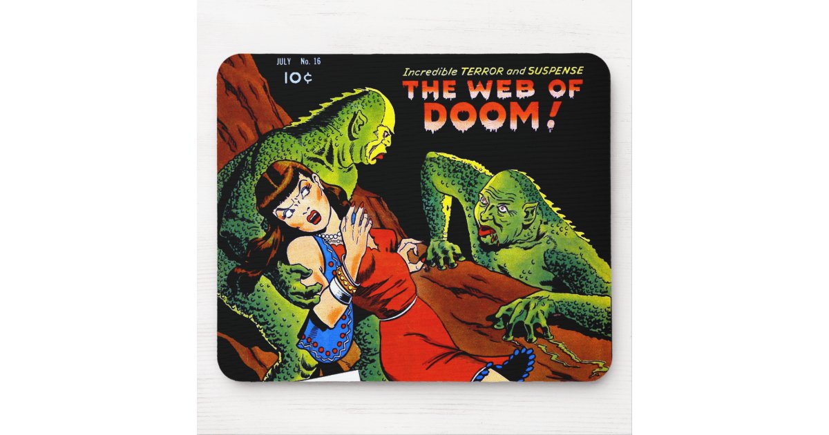 Beware Mouse Beware Vintage Horror Comics Green Swamp Creatures Mouse Pad | Zazzle