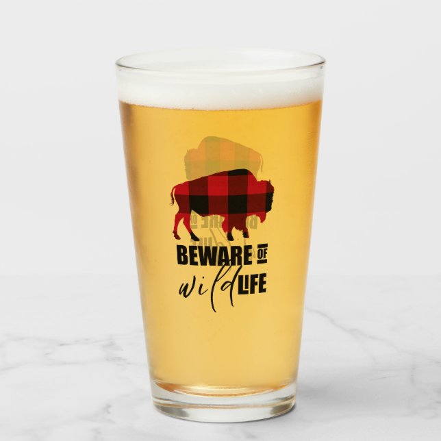 Beware Wild Life Buffalo Plaid ID669 Glass (Front Filled)