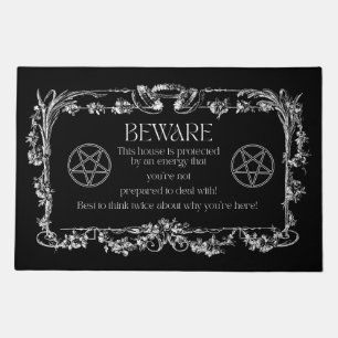 Beware Witch Protection Rug Inverted Pentacle