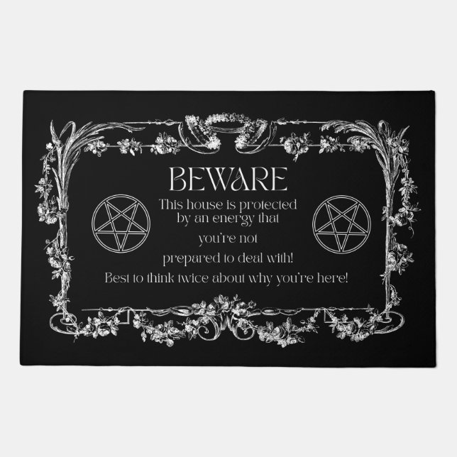Beware Witch Protection Rug Inverted Pentacle (Front)
