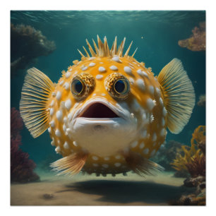 Bewildered Puffer Fish Print