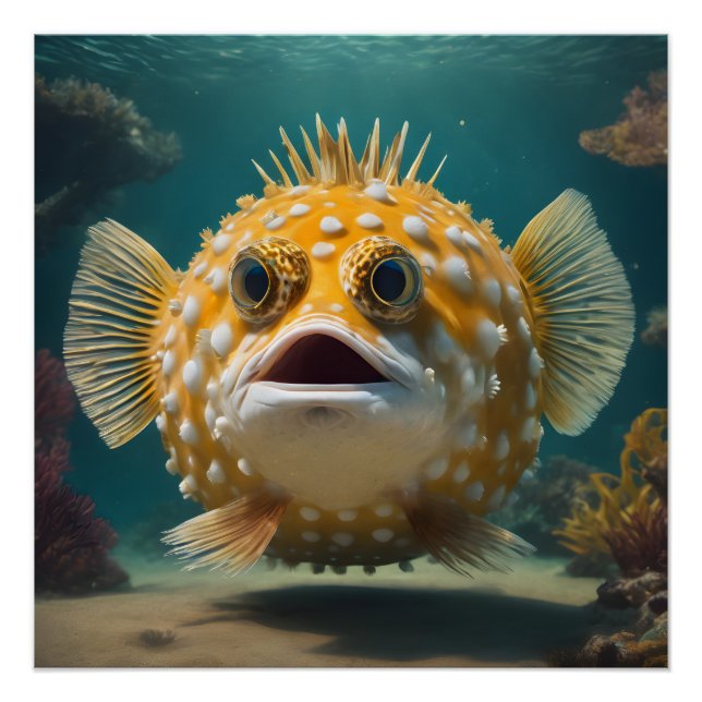 Bewildered Puffer Fish Print (Front)