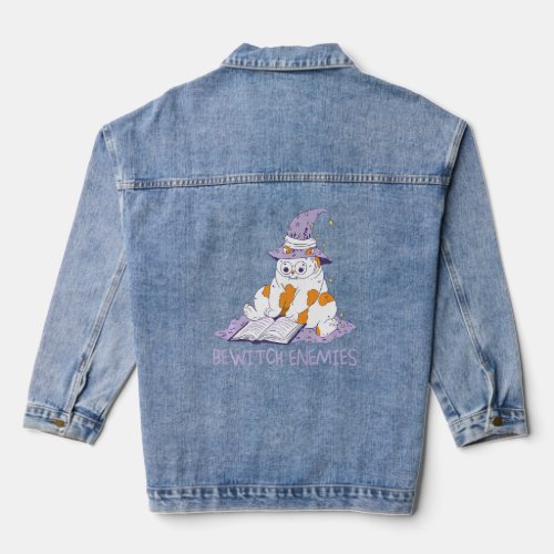 Bewitch Enemies Magic Cat Witch Saying Witchcraft  Denim Jacket