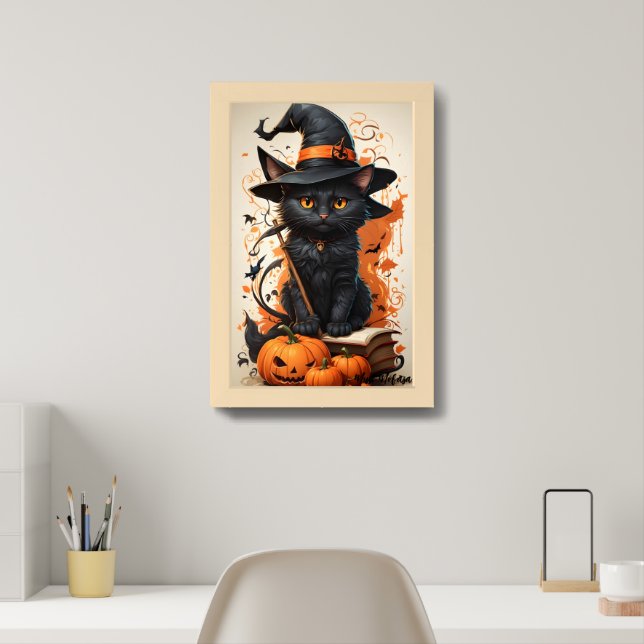 Bewitched Kitty Framed Art (Home Office)