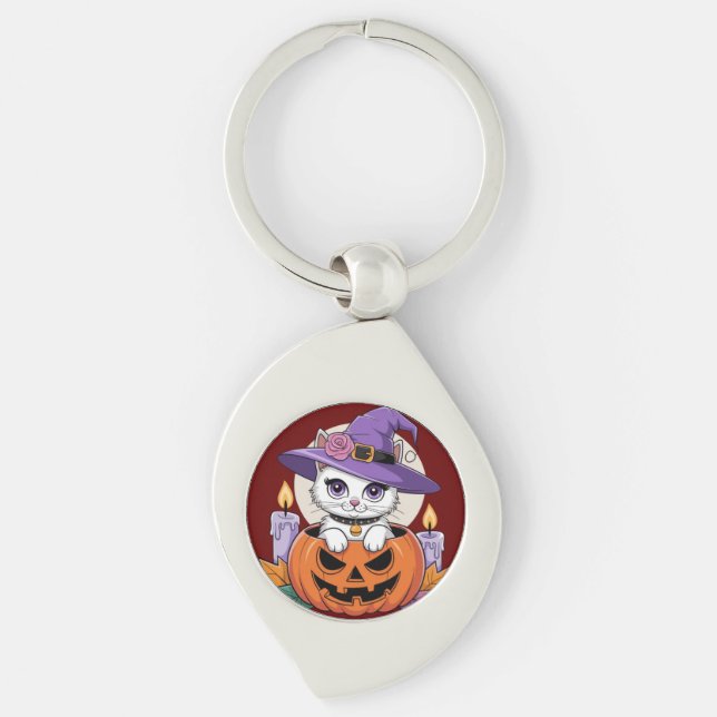 Bewitched Purr Keychain (Front)