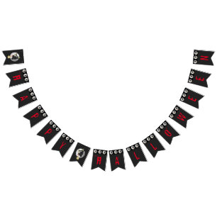 Bewitched Wicked Witch Flying on Full Moon Bunting Flags