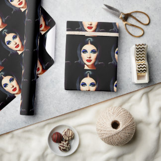Bewitching 1960s Woman with Black Hair Wrapping Paper