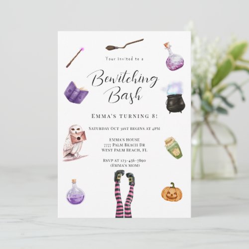 Bewitching Bash Halloween Witch Party  Invitation