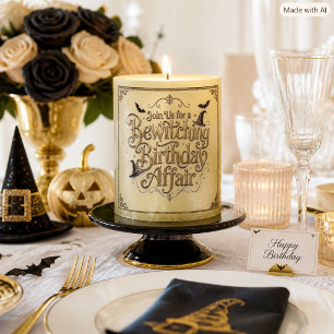 Bewitching Birthday Gothic Gold Luxe Pillar Candle
