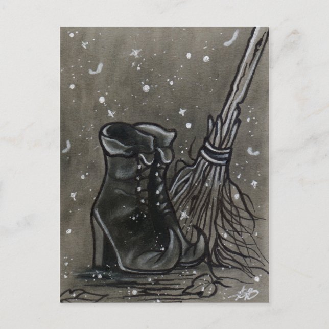 Bewitching Boots witch boots Halloween Postcard (Front)