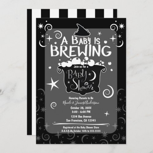 Bewitching Brewing Cauldron Halloween Baby Shower Invitation