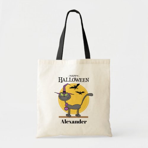 Bewitching Cat Kids Halloween Trick or Treat Tote Bag
