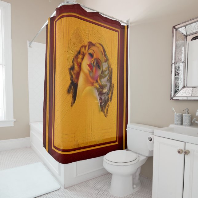 Bewitching Eyes Art Deco Portrait by Zoe Mozert Shower Curtain (In Situ)