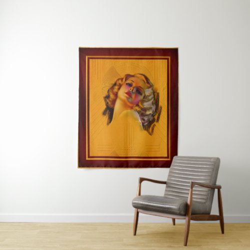 Bewitching Eyes Art Deco Portrait by Zoe Mozert Tapestry