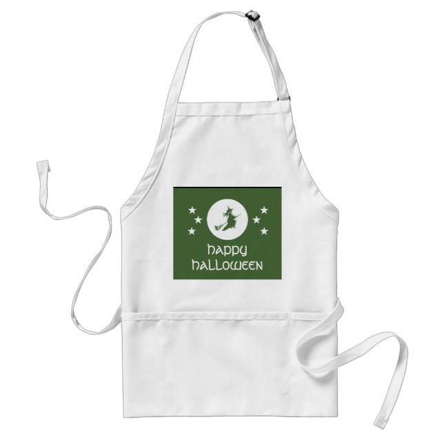 Bewitching Halloween Apron, Green Adult Apron (Front)